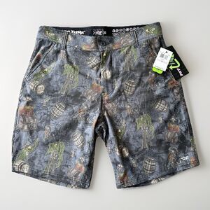 NWT Psycho Tuna Pirate Parrot Captain Hybrid Shorts Men 32 Surf Board Beach Swim